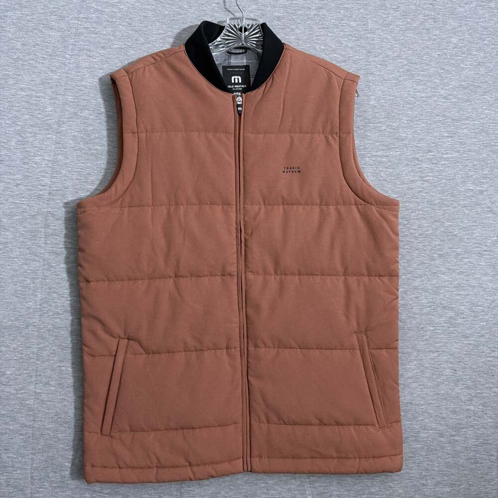 Travis Mathew Men's Medium Copper Climate Drop Quilted Puffer Cold City Vest